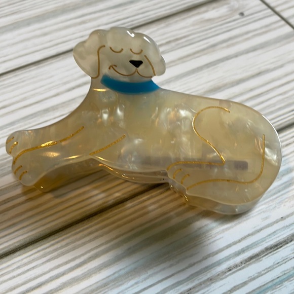NWT Yellow Lab Blue Collar Hair Claw - Viral Dog Shaped Hair Clips | Women Hair - Picture 1 of 5